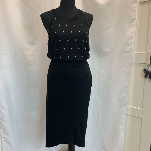 BELLE By Belldini Black white polkadot knit tank top sweater Sz L NWT ￼ - Picture 6 of 12